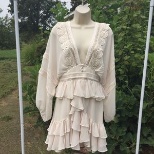 NWT Shona Joy Rafaella Plunge Frill Mini Dress